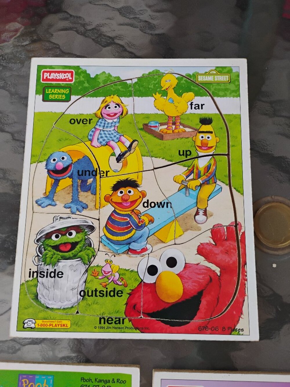 Vintage PlaySkool Sesame Street Wooden Frame-Tray Puzzle 1994 - Elmo, Oscar
